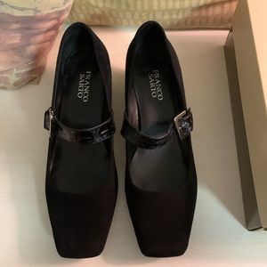 FRANCO SARTO CROCODILE LEATHER STRAP SUEDE SHOES